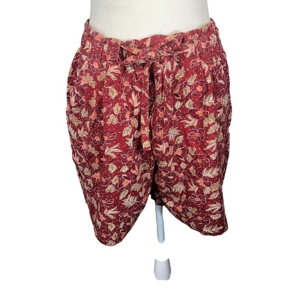 Vintage Liz Sport Women's Shorts Medium Modern Red Floral High Waisted Boho